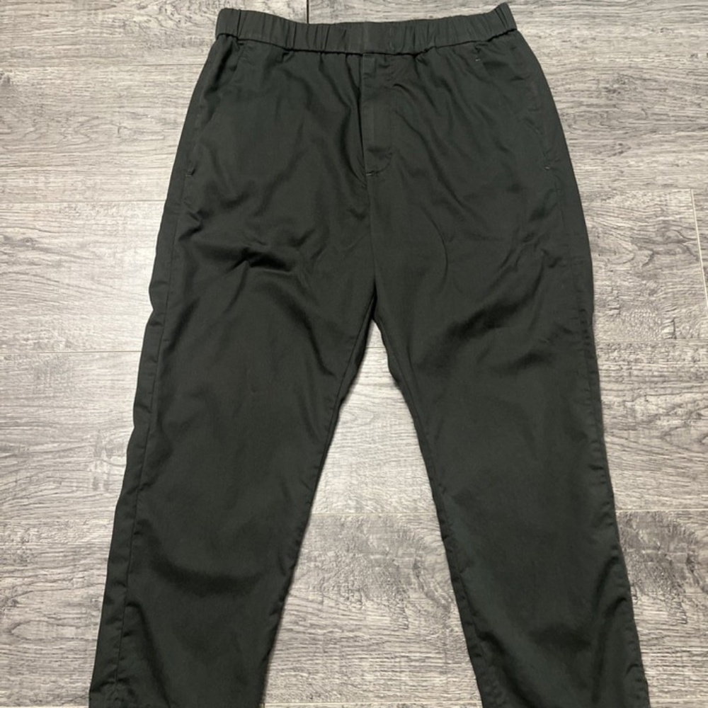 COS Mens Olive twill tapered elastic waist trousers 33R